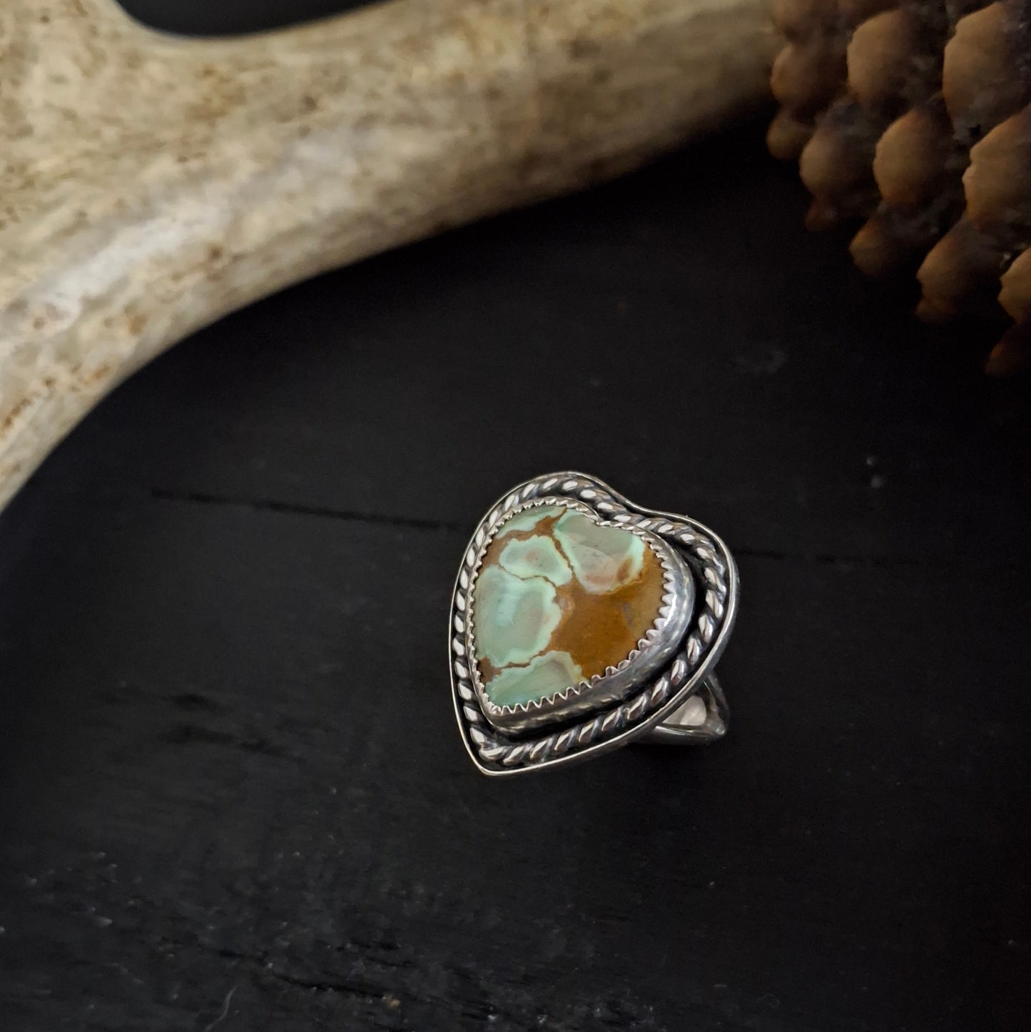 Red River Turquoise Heart Ring - Size 6.5