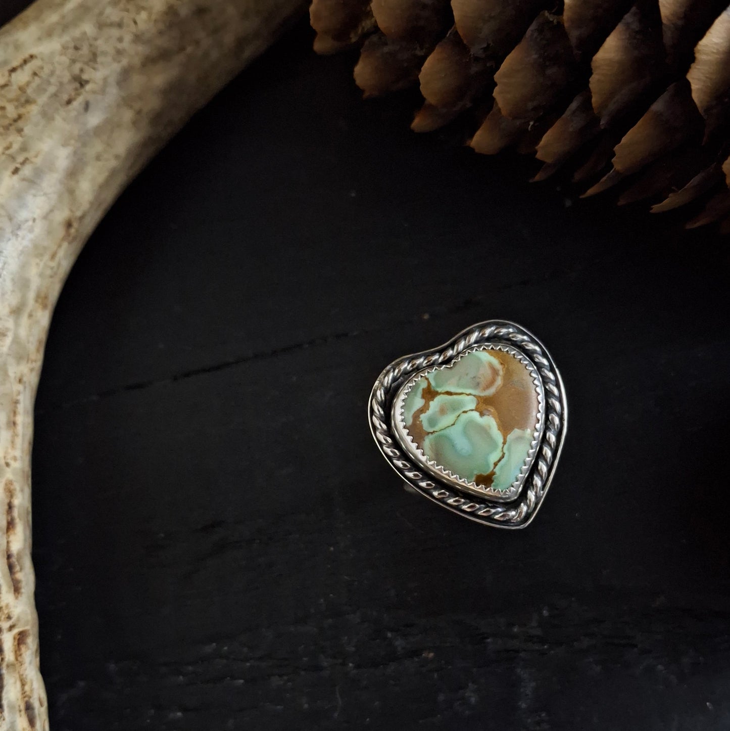 Red River Turquoise Heart Ring - Size 6.5