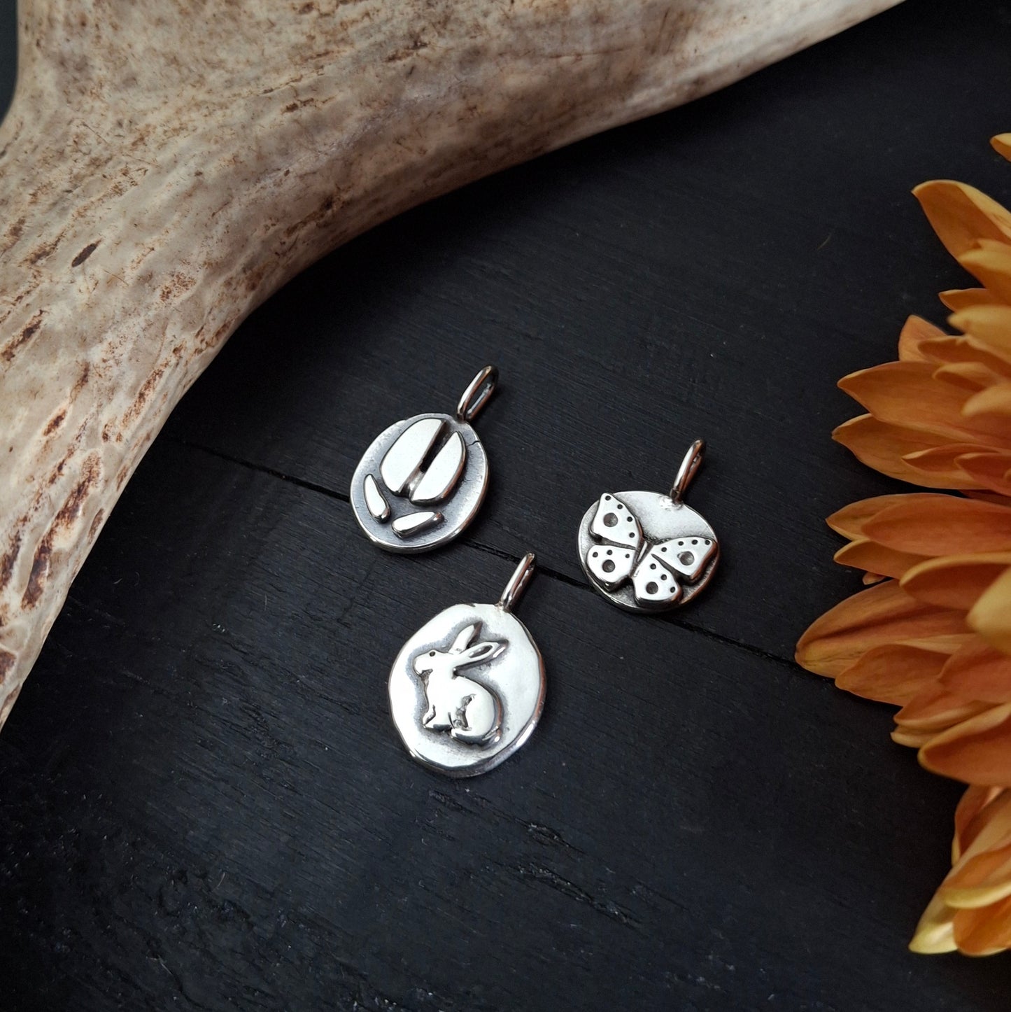 Nature-Inspired Charms from Reclaimed Sterling Silver