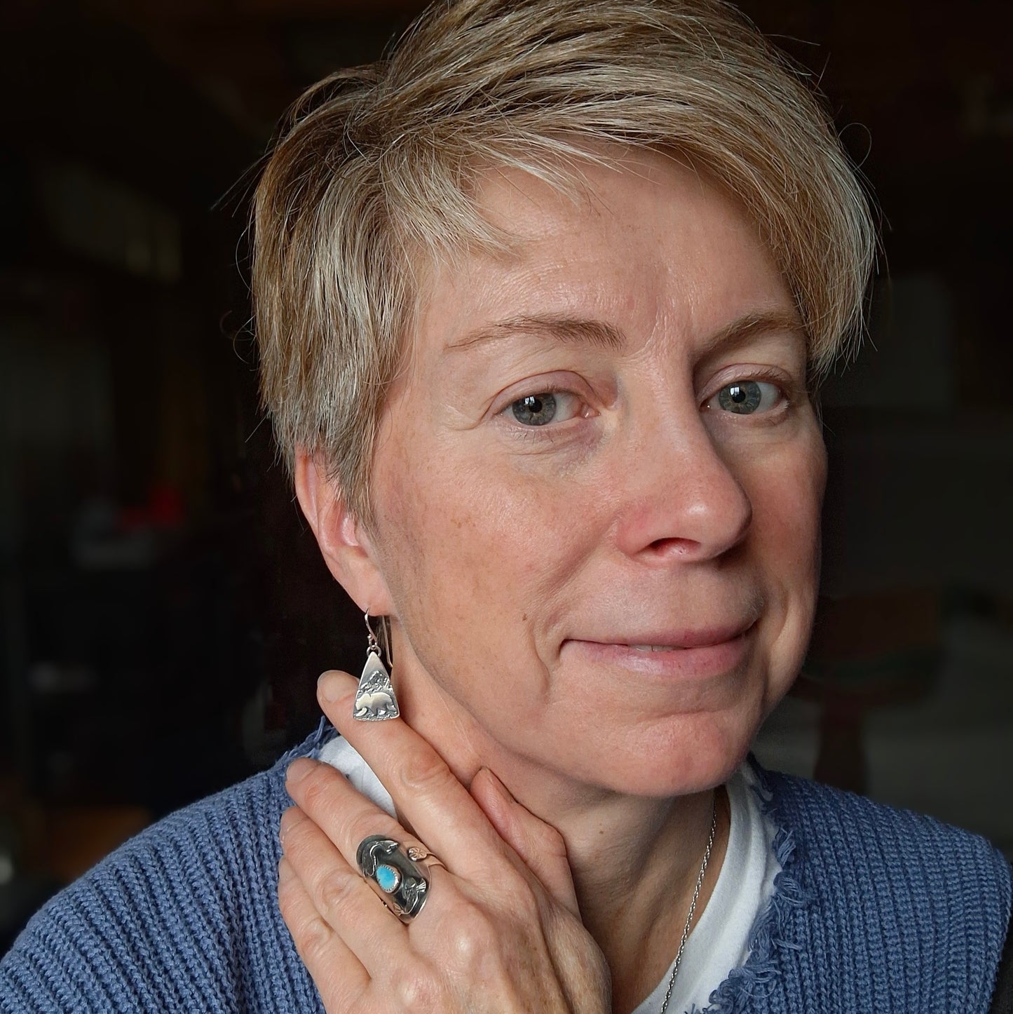 Wandering Bear & Mountain Sterling Silver Earrings