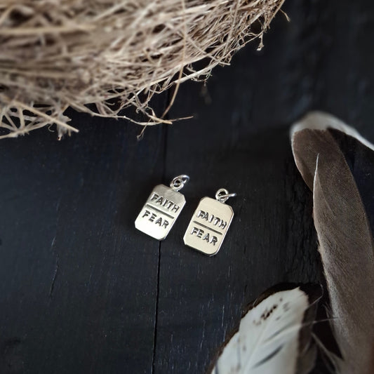 Faith over Fear Charms - Hand Stamped Sterling Talisman