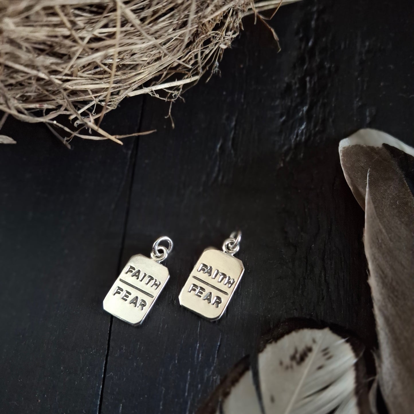 Faith over Fear Charms - Hand Stamped Sterling Talisman