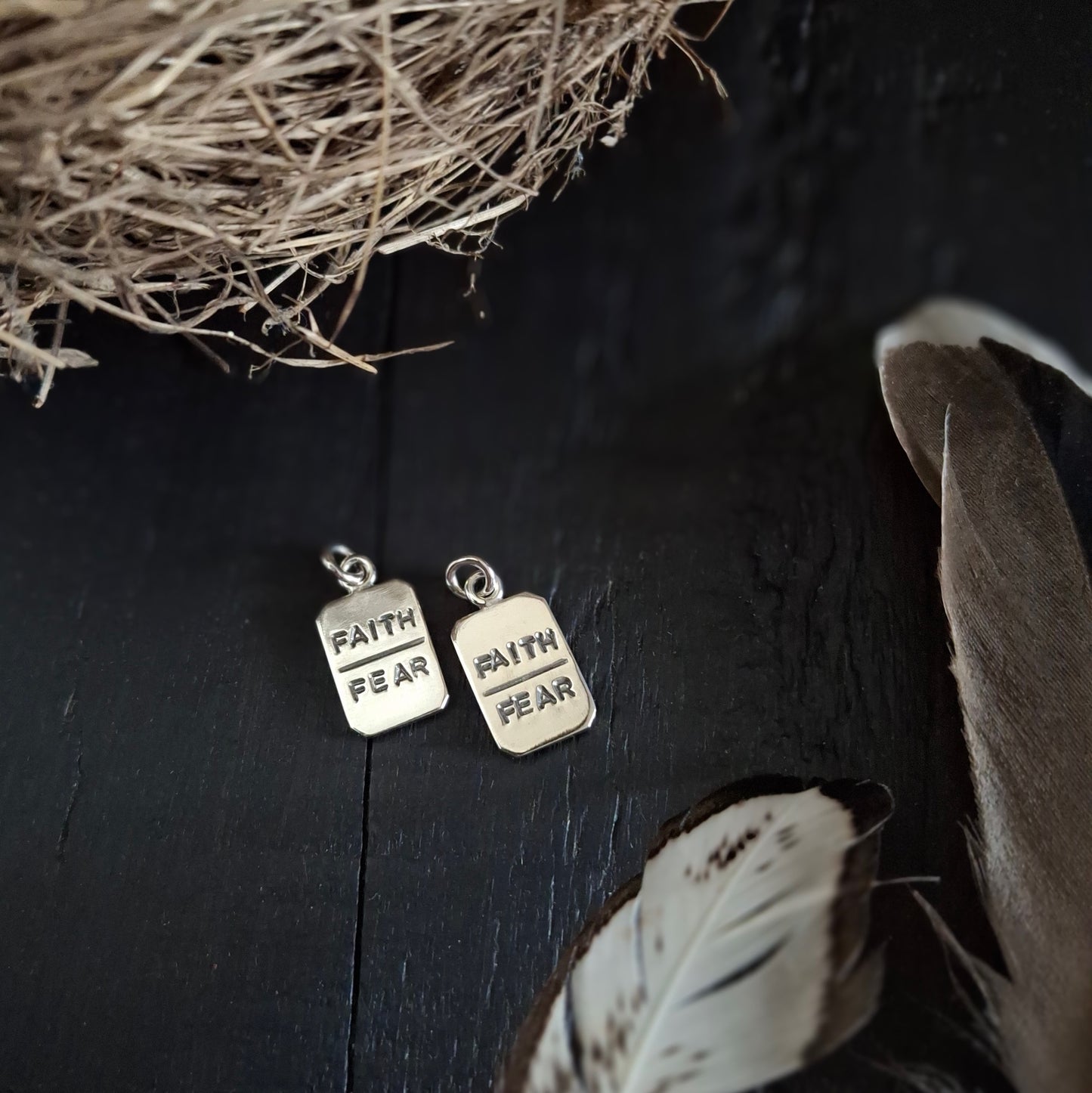 Faith over Fear Charms - Hand Stamped Sterling Talisman