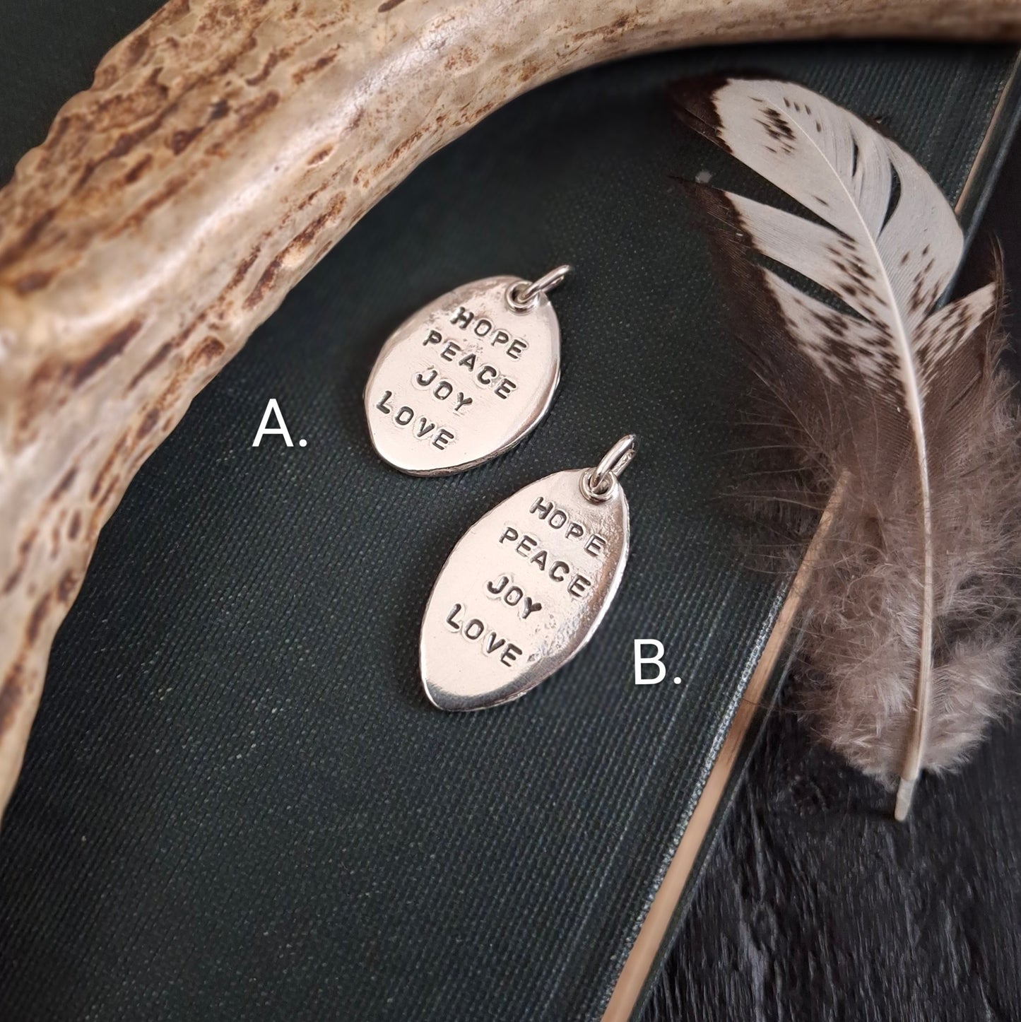 Hope Peace Joy Love Charm | Hand-Stamped Sterling Silver | Advent-Inspired Meaningful Jewelry