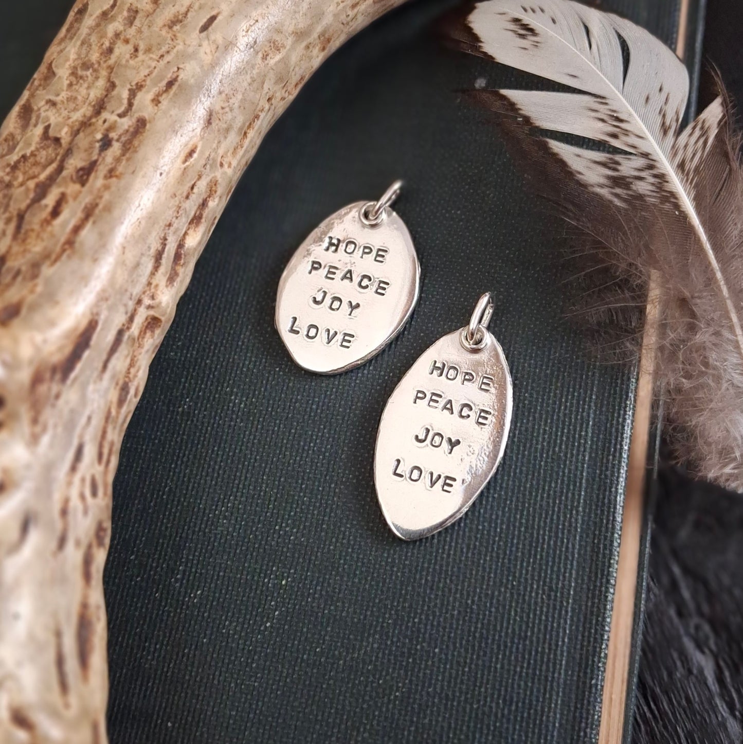 Hope Peace Joy Love Charm | Hand-Stamped Sterling Silver | Advent-Inspired Meaningful Jewelry