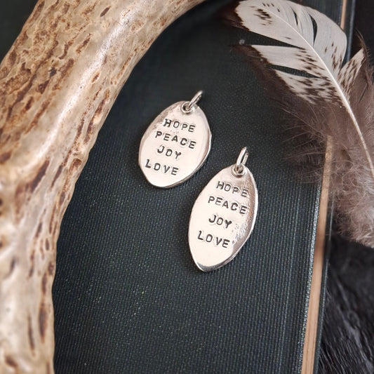 Hope Peace Joy Love Charm | Hand-Stamped Sterling Silver | Advent-Inspired Meaningful Jewelry