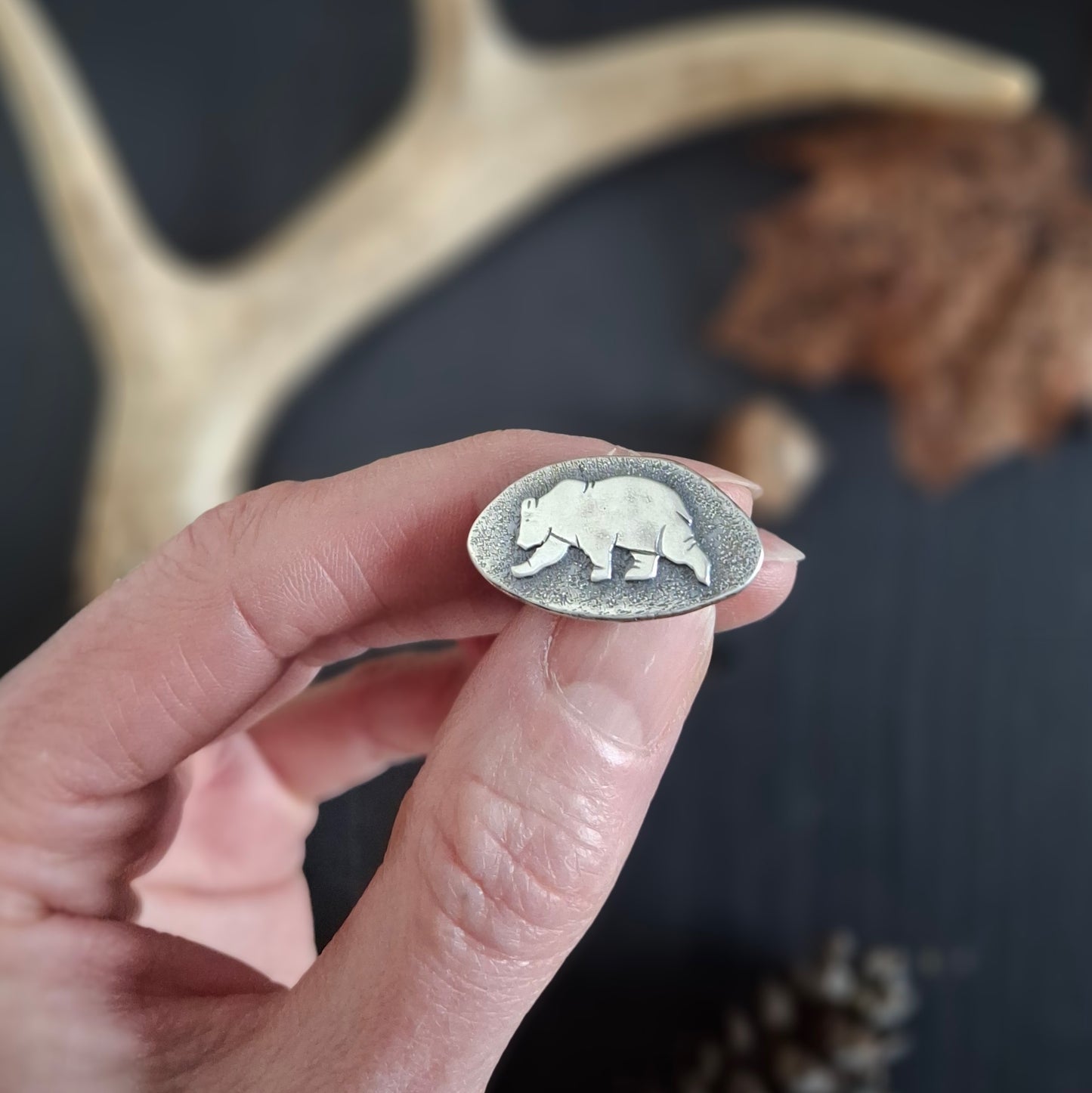 Trout and Bear Bookmarks | Reclaimed Silver and Leather