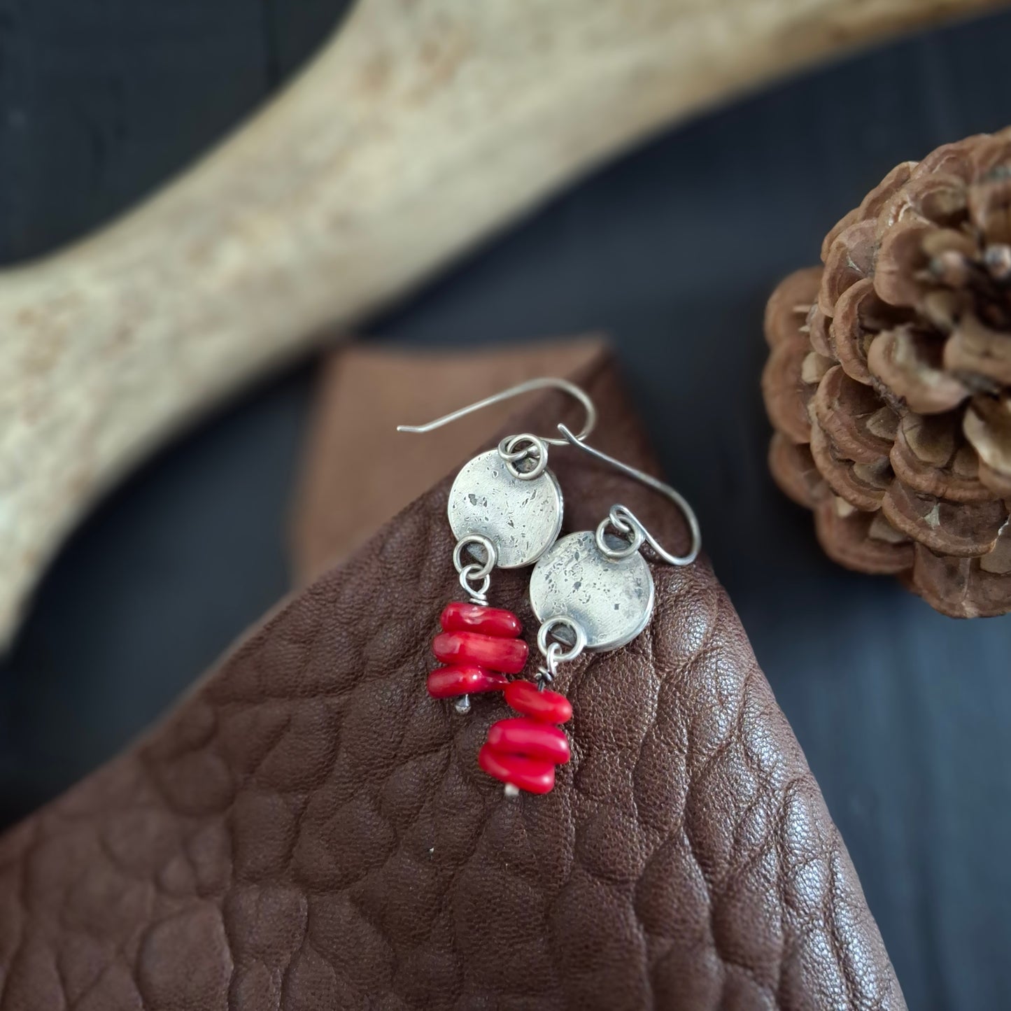 Hubei Turquoise and Coral Earrings | Sterling Silver