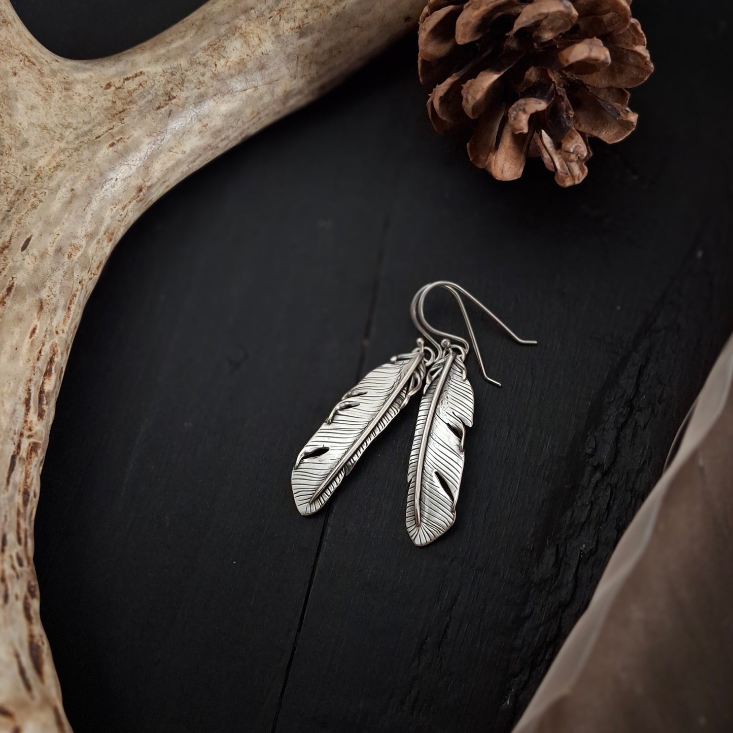 Silver Feather Earrings | Sterling Silver | Above and Below Collection