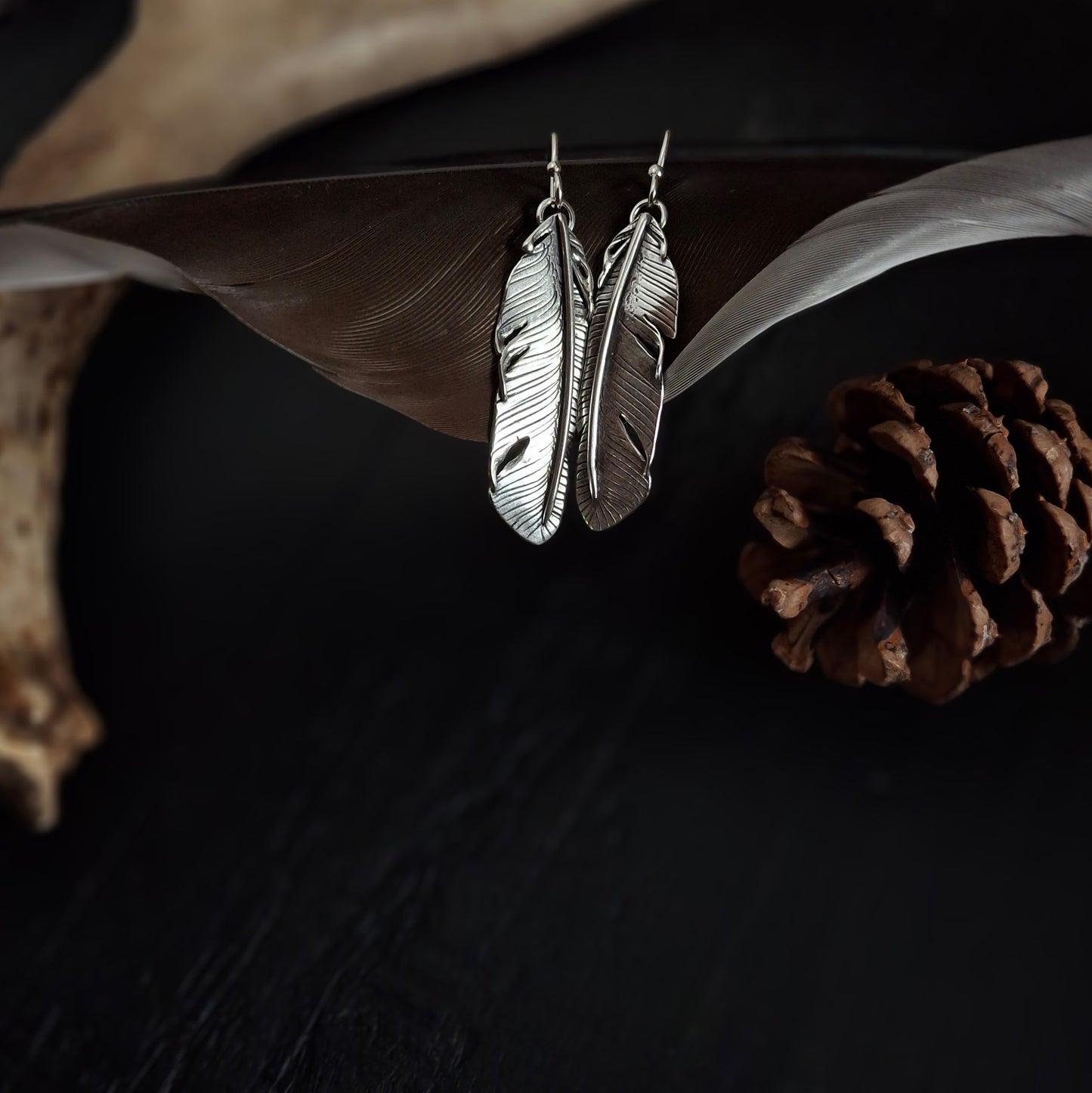 Silver Feather Earrings | Sterling Silver | Above and Below Collection
