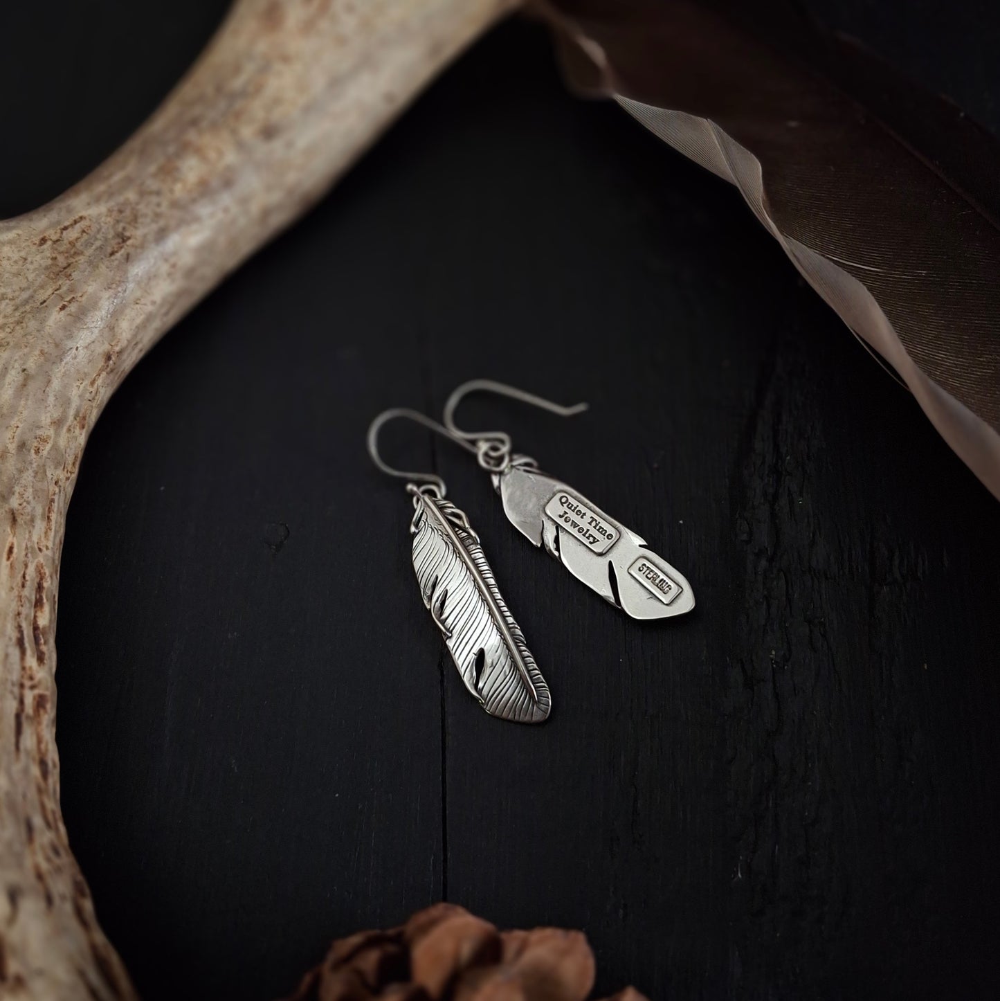 Silver Feather Earrings | Sterling Silver | Above and Below Collection