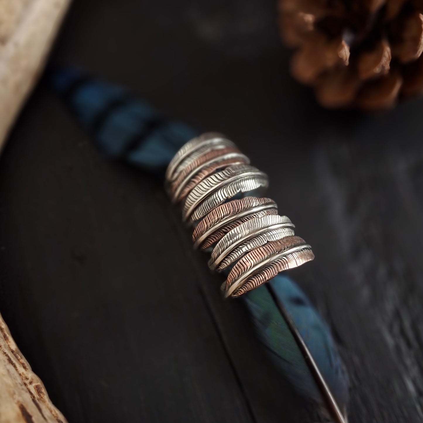 Feather Stacking Ring | Sterling Silver and Copper | Above and Below Collection