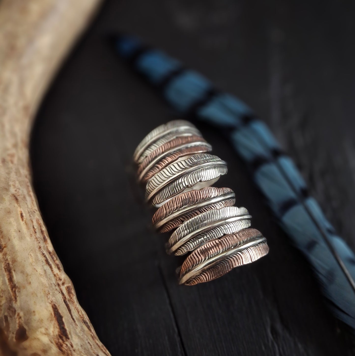 Feather Stacking Ring | Sterling Silver and Copper | Above and Below Collection