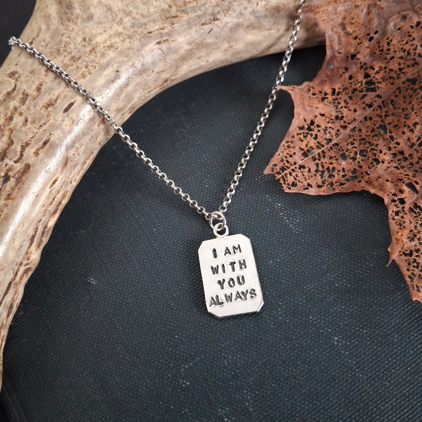 I Am With You Always Charm Necklace | Hand-Stamped Sterling Silver