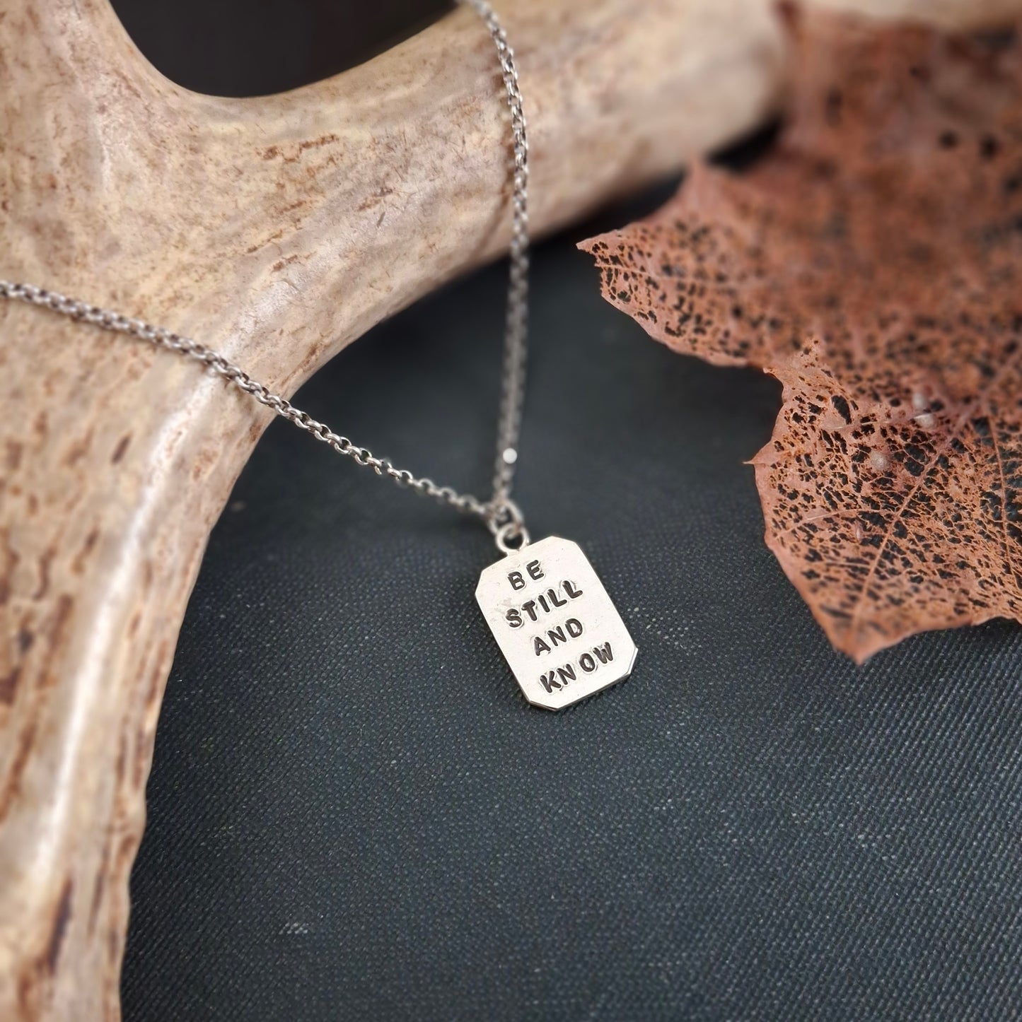 Be Still and Know Charm Necklace | Hand-Stamped Sterling Silver