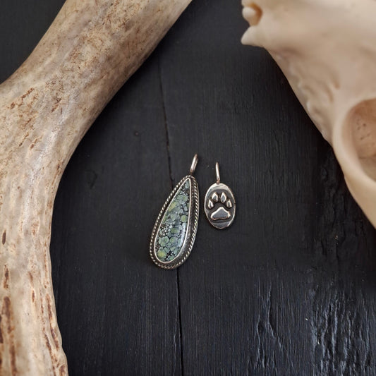 Coyote Track and Variscite Pendant | Sterling Silver | Above and Below Collection