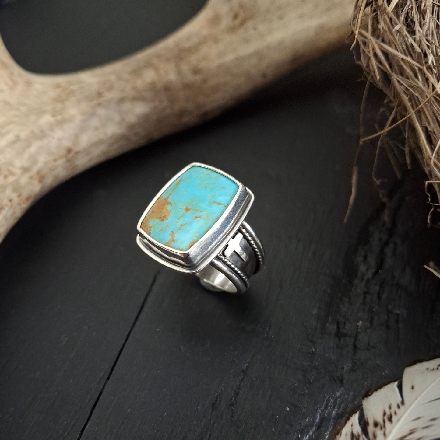 Kingman Turquoise Cross Ring | Sterling Silver | Above and Below Collection