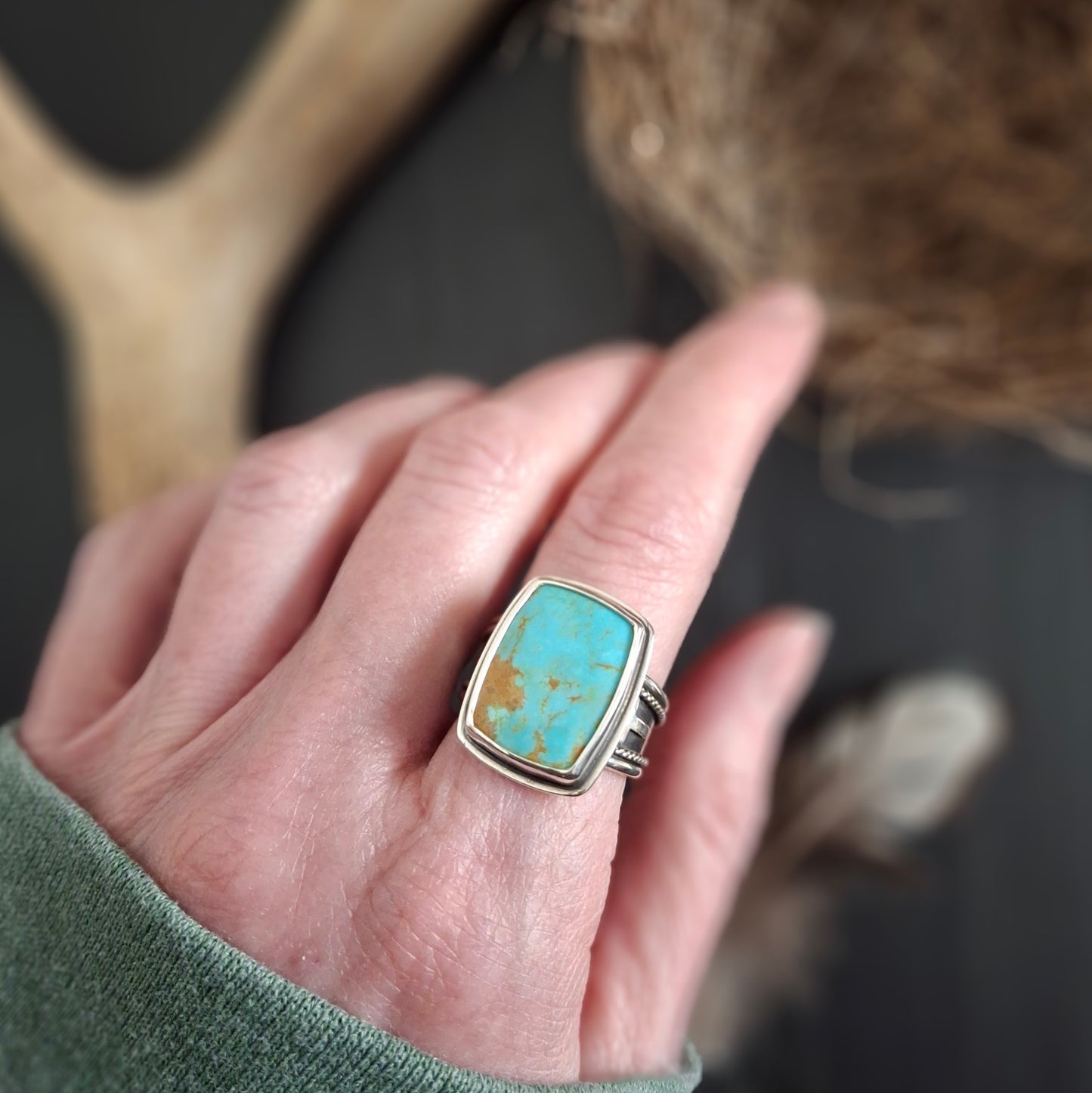 Kingman Turquoise Cross Ring | Sterling Silver | Above and Below Collection