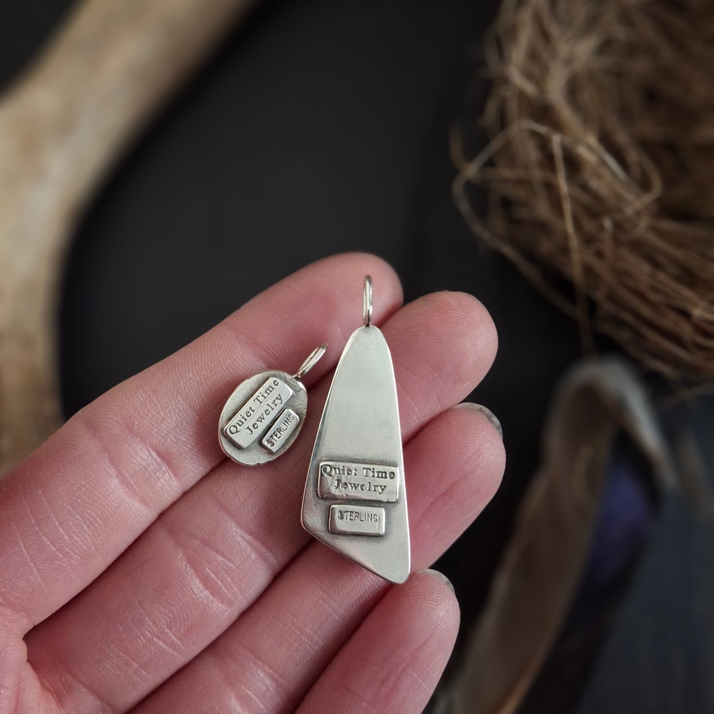 Deer Track and Fossil Stone Pendant | Sterling Silver | Above and Below Collection