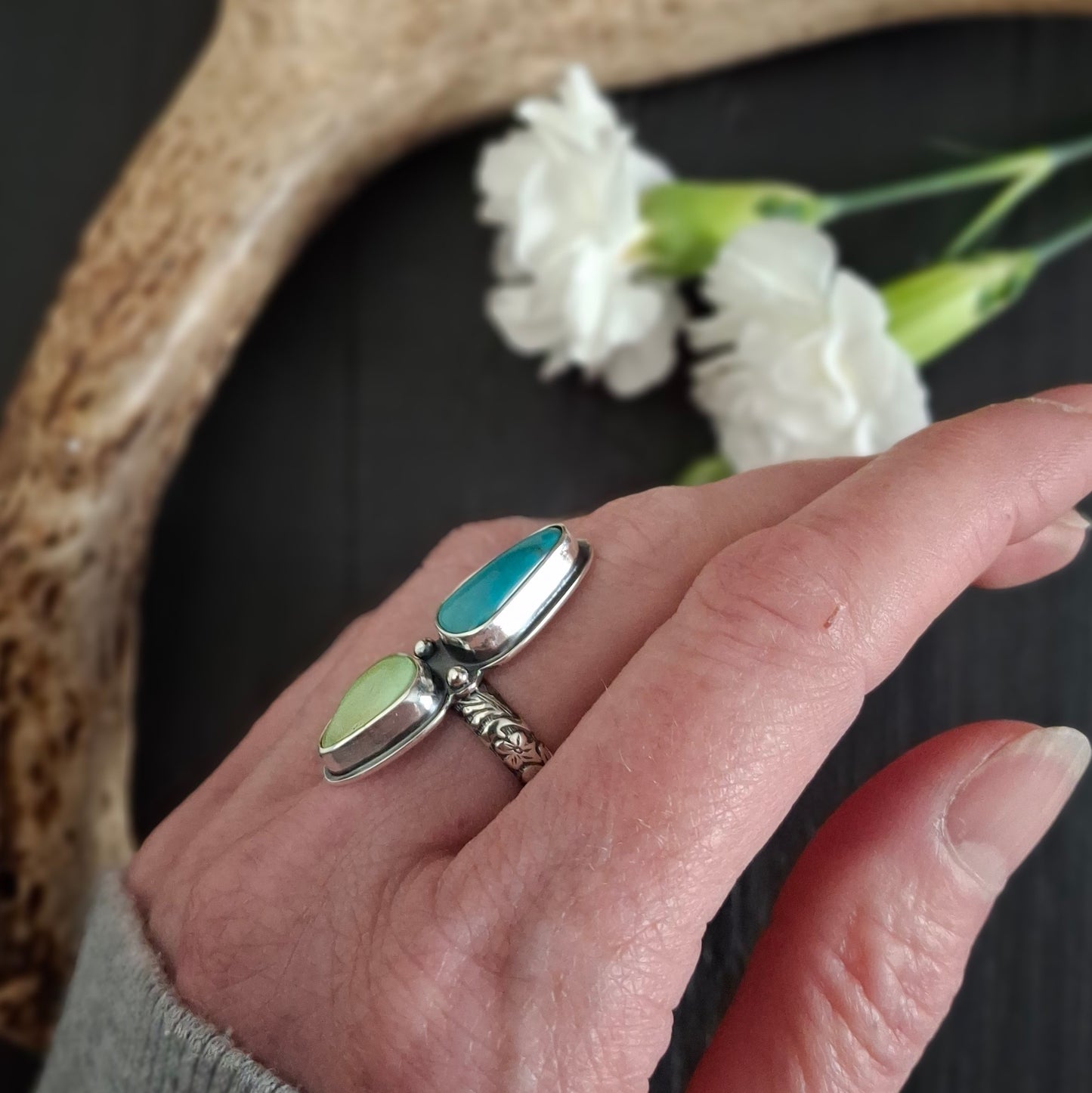 Sonoran Gold and Carico Lake Turquoise Ring | Sterling Silver | Spring Collection