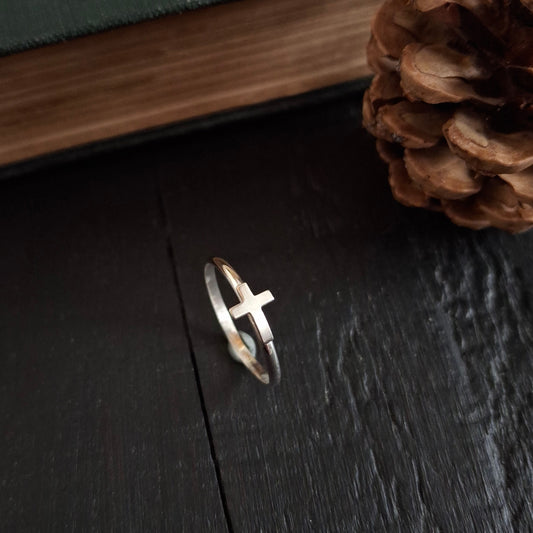 Sterling Silver Cross Ring | Dainty Faith Ring | Minimalist Christian Jewelry