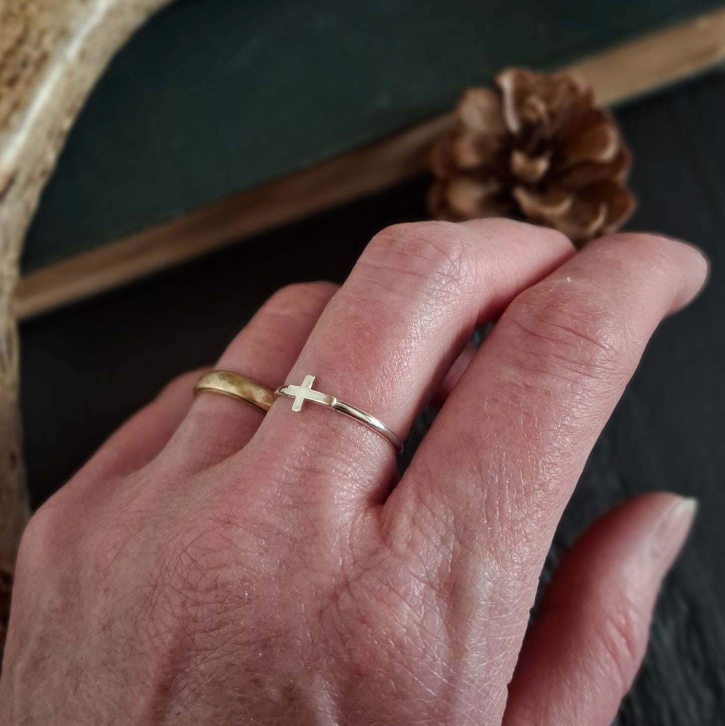 Sterling Silver Cross Ring | Dainty Faith Ring | Minimalist Christian Jewelry