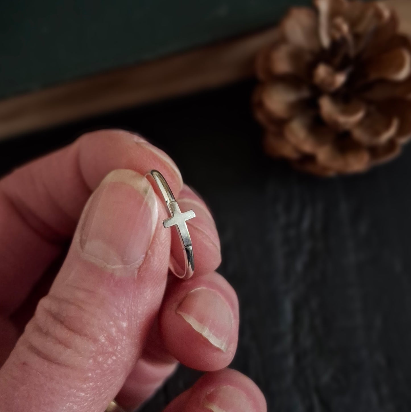 Sterling Silver Cross Ring | Dainty Faith Ring | Minimalist Christian Jewelry