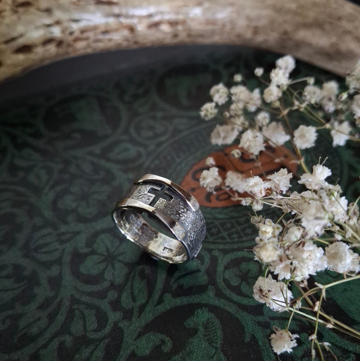 Faith Cross Ring with Pray Trust Message | Sterling Silver | Made to Order