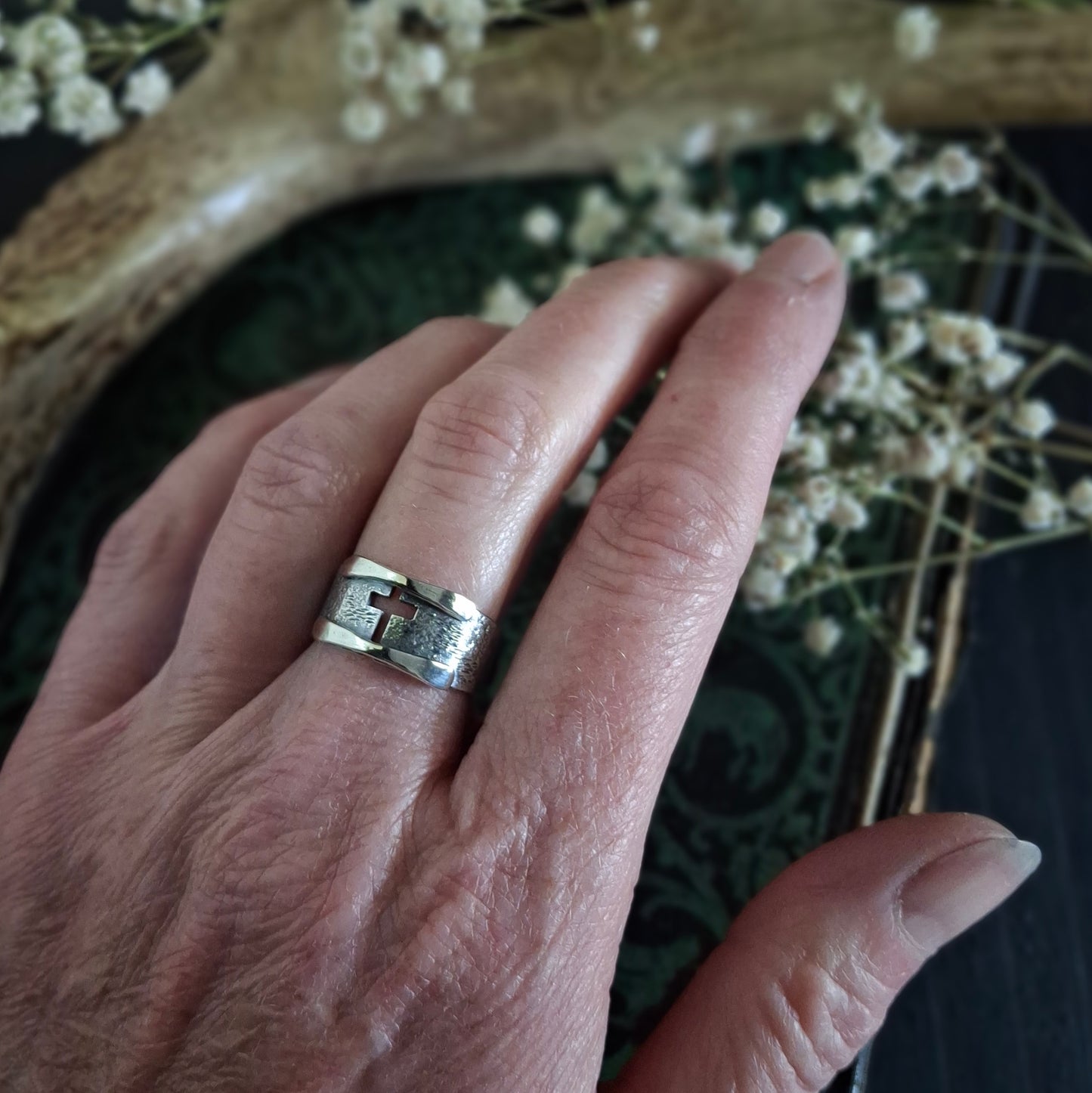 Faith Cross Ring with Pray Trust Message | Sterling Silver | Made to Order