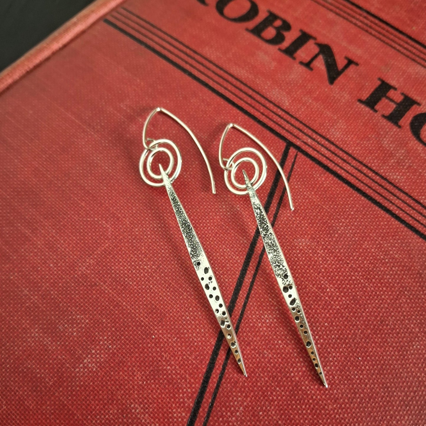 True North Compass Earrings | Sterling Silver Rustic Drop Earrings | Handmade Artisan Jewelry
