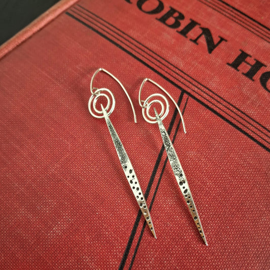True North Compass Earrings | Sterling Silver Rustic Drop Earrings | Handmade Artisan Jewelry