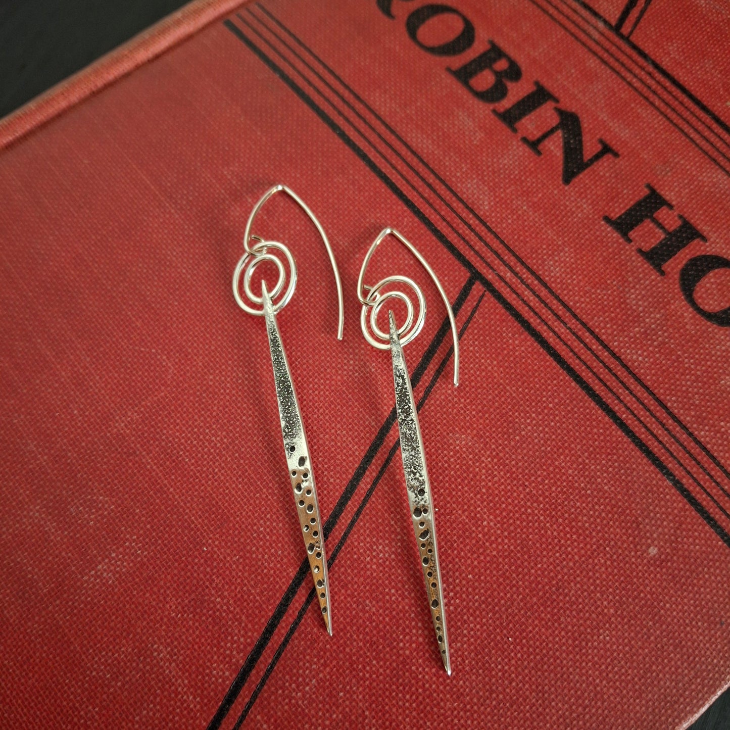 True North Compass Earrings | Sterling Silver Rustic Drop Earrings | Handmade Artisan Jewelry