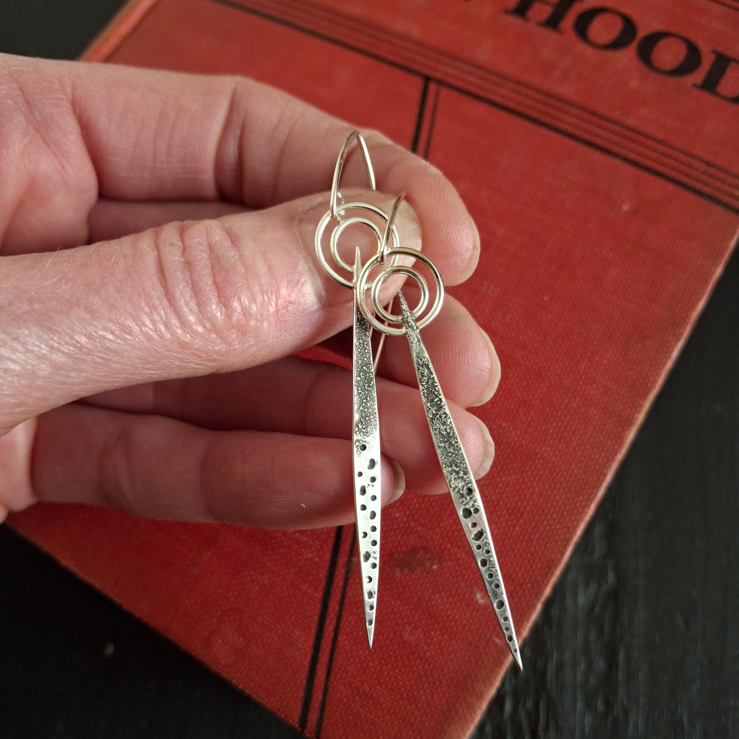 True North Compass Earrings | Sterling Silver Rustic Drop Earrings | Handmade Artisan Jewelry