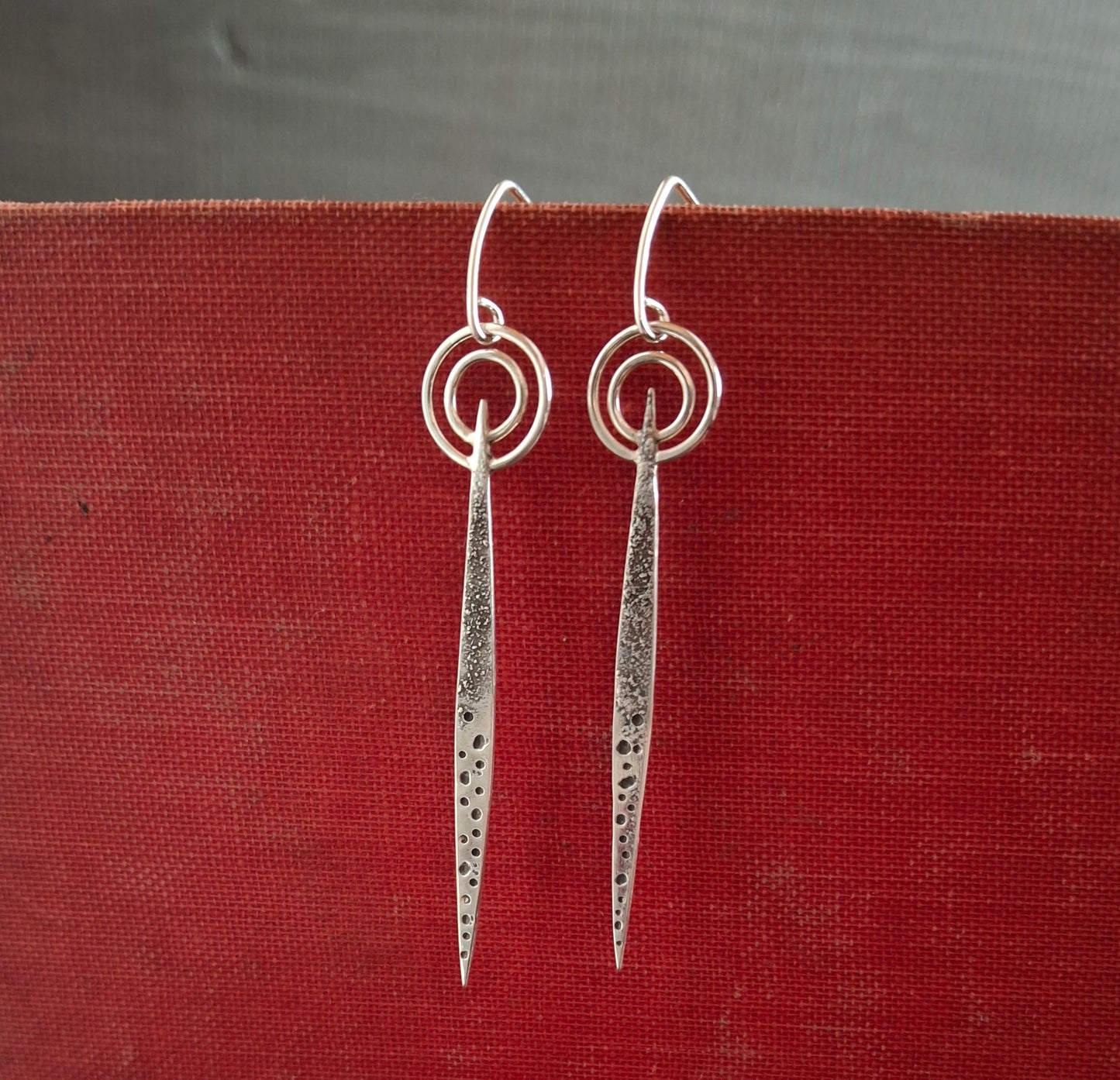 True North Compass Earrings | Sterling Silver Rustic Drop Earrings | Handmade Artisan Jewelry