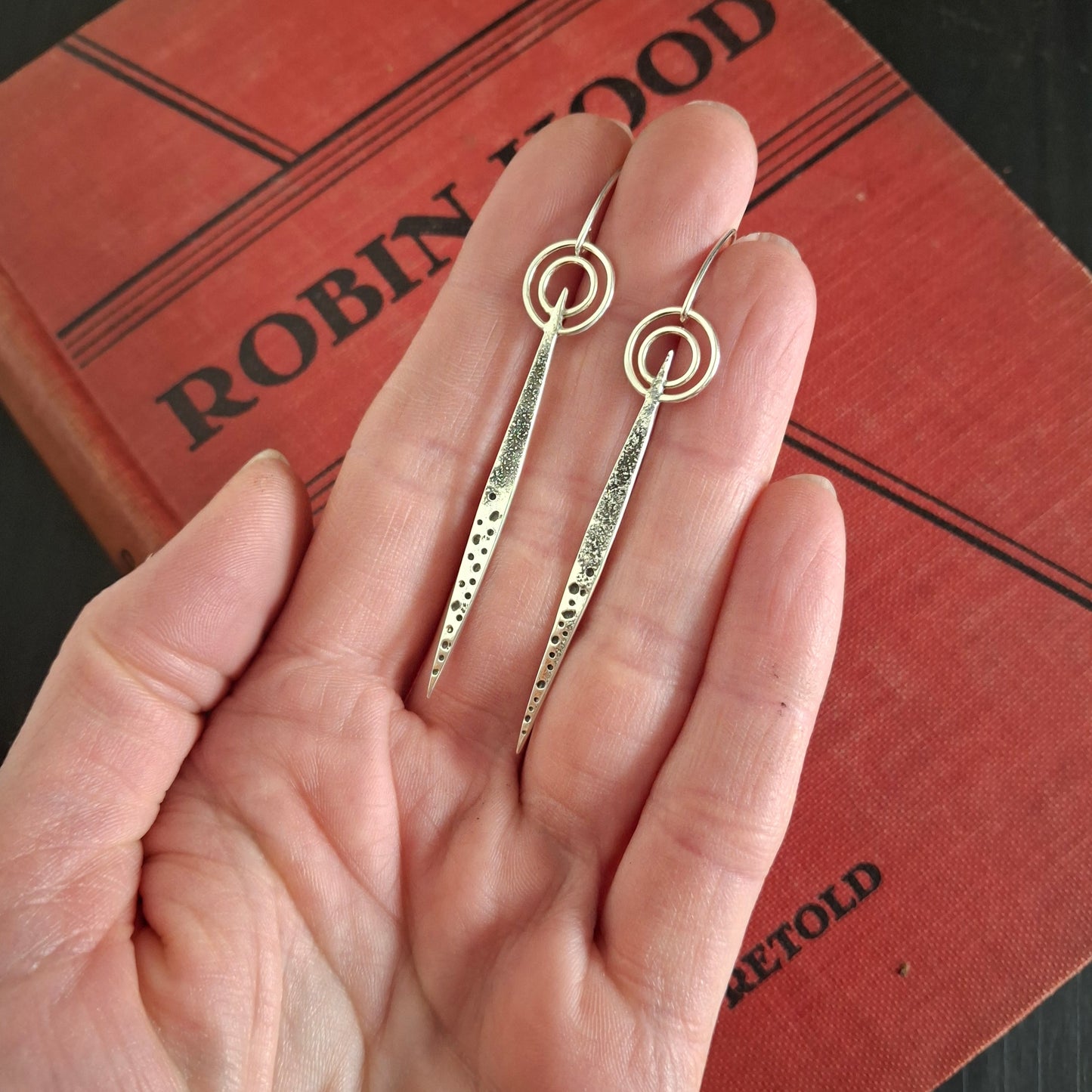True North Compass Earrings | Sterling Silver Rustic Drop Earrings | Handmade Artisan Jewelry