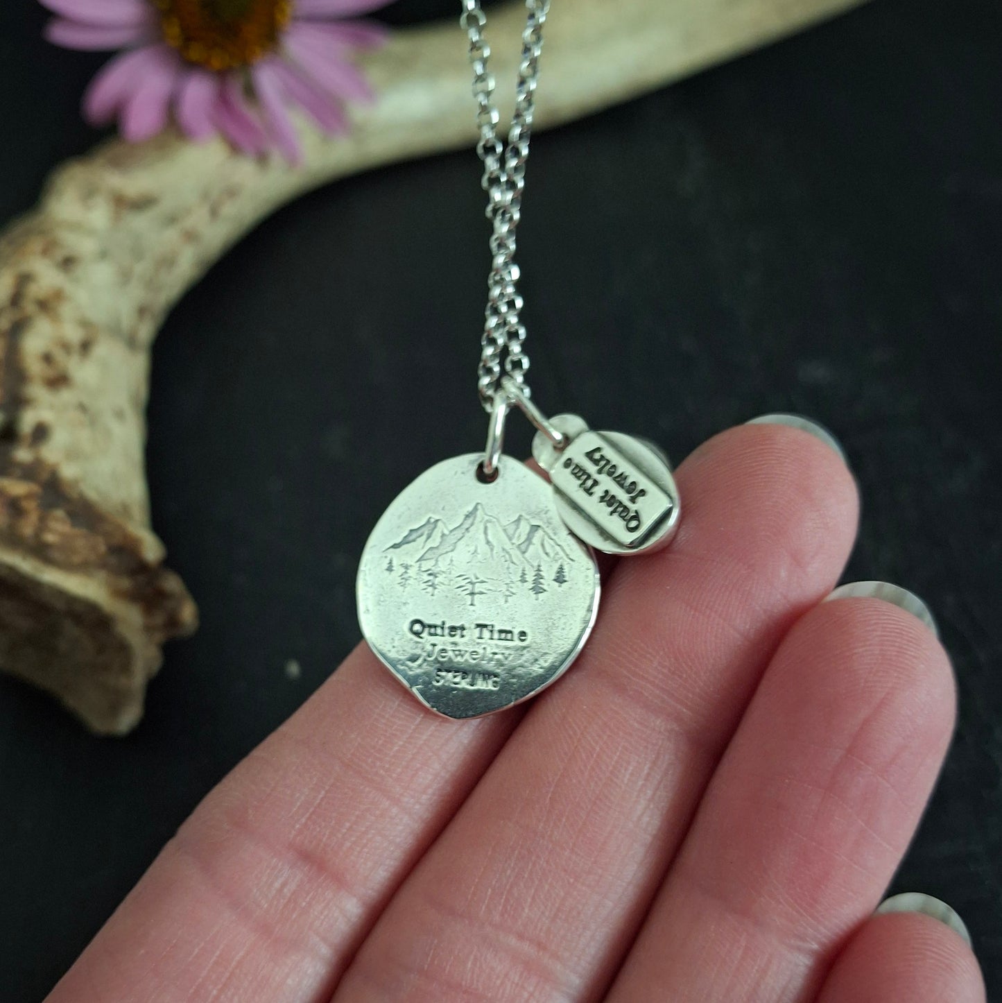 Bear Charm and Royston Turquoise Pendant | Reclaimed Sterling Silver