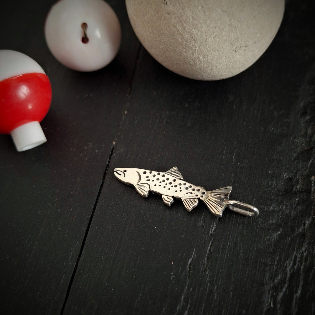 Trout Charms | Reclaimed Sterling Silver | Turquoise Accent