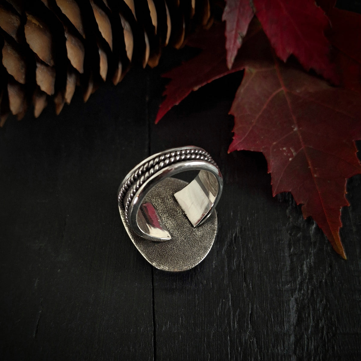 Flowering Tube Onyx Ring | Sterling Silver Statement Ring | Size 10 1/2