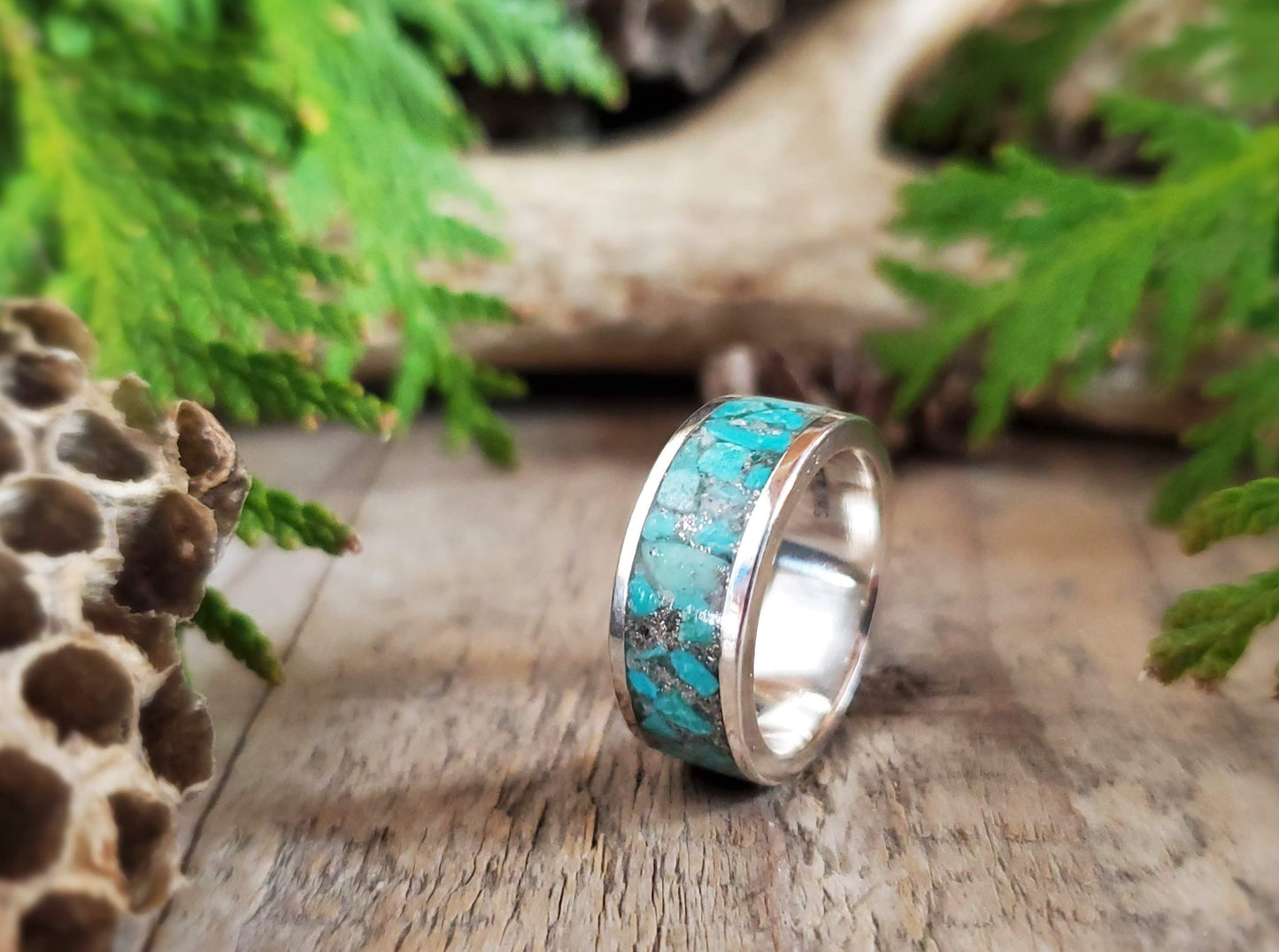 Turquoise Inlay Ring - Size 6.5