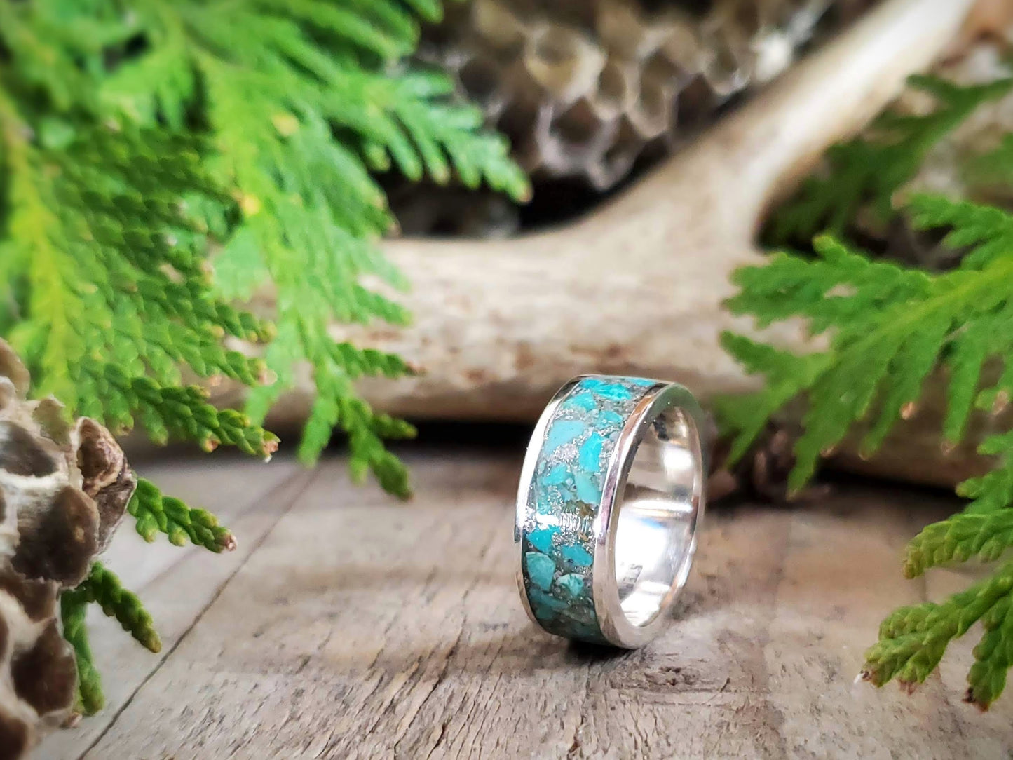 Turquoise Inlay Ring - Size 6.5