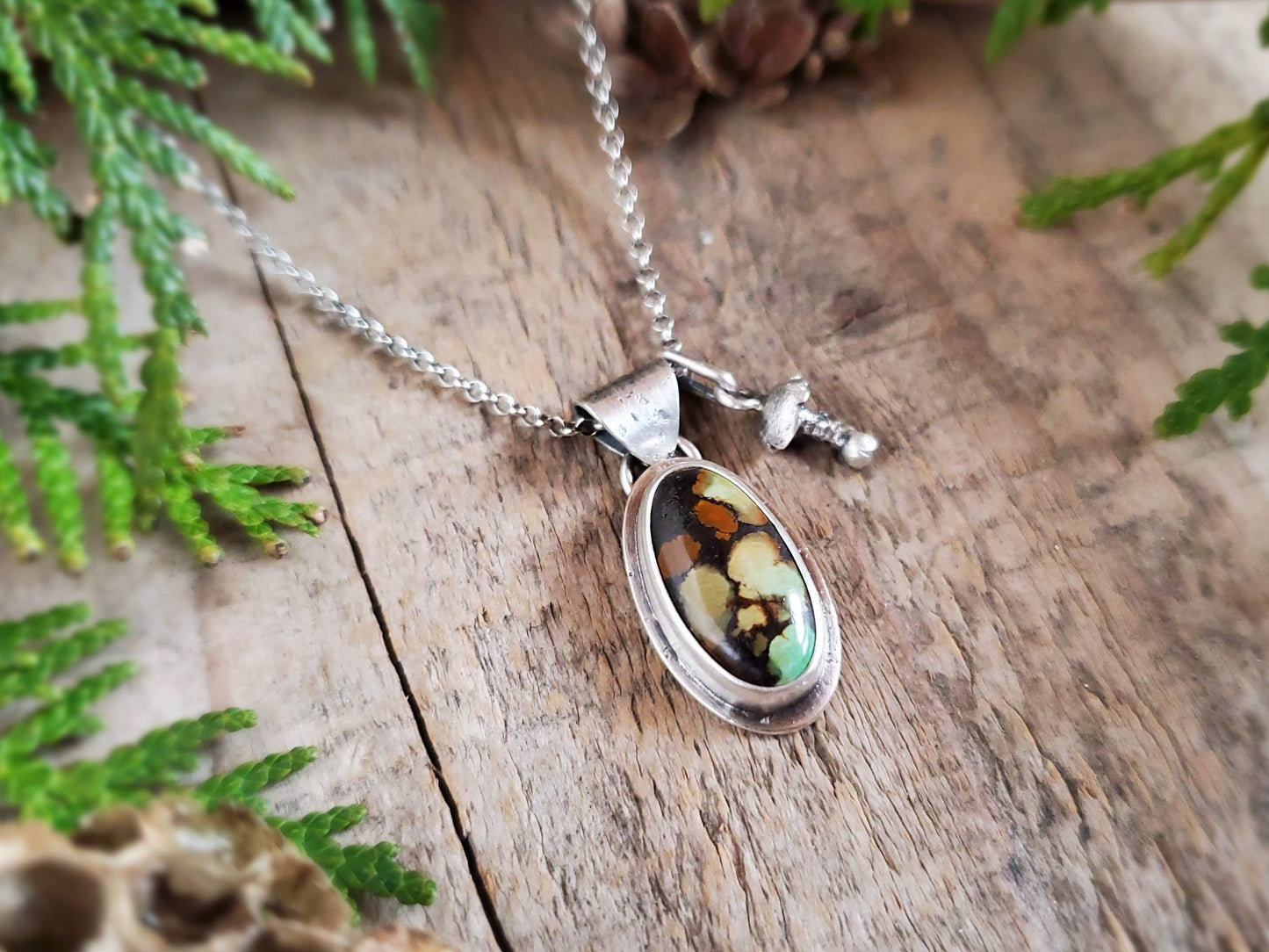 Forest Elements Charm Necklace - Featuring Treasure Mountain Turquoise