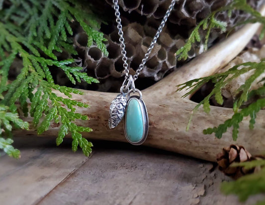 Royston Turquoise with Pinecone Charm Necklace