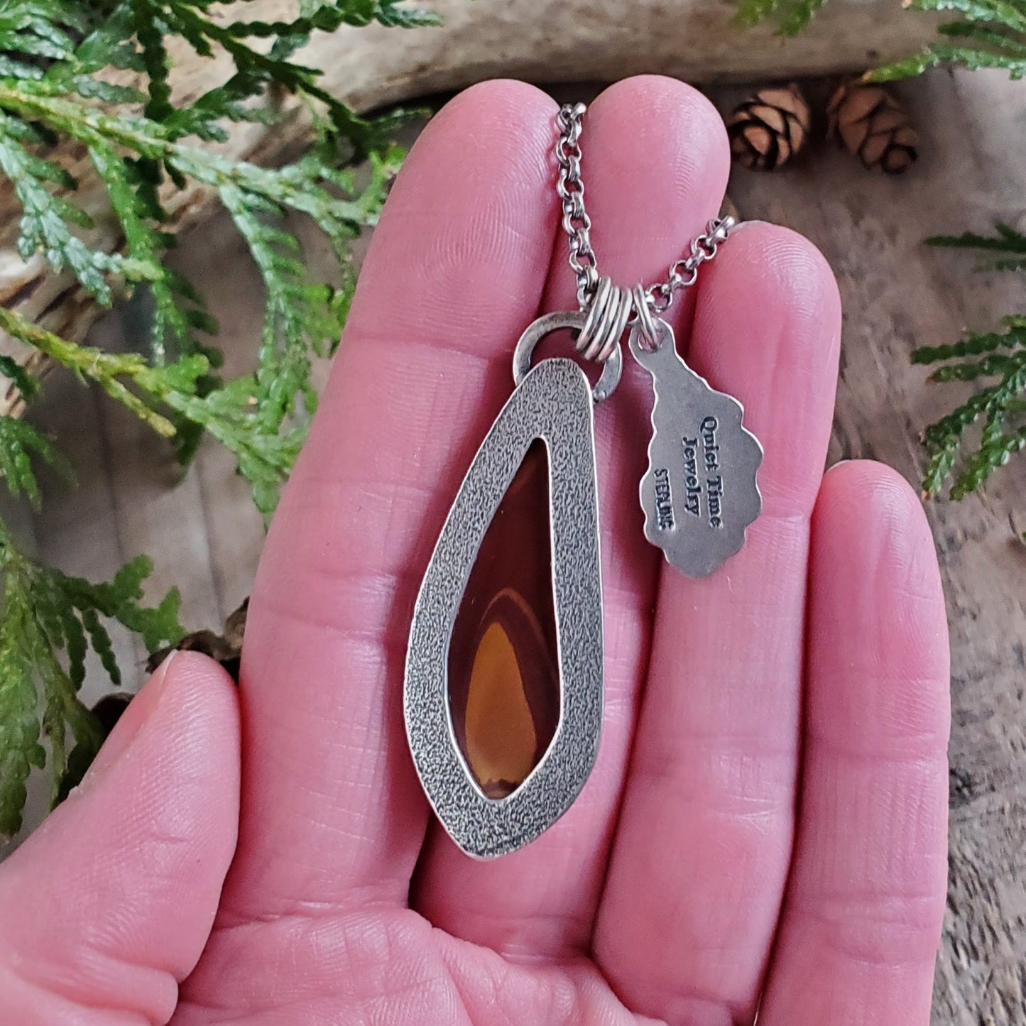 Wonderstone Jasper and Oak Leaf Charm Necklace