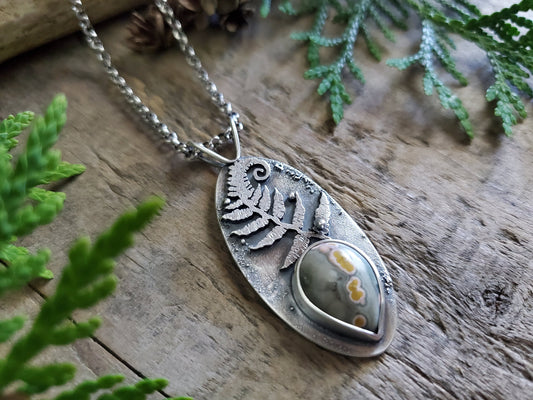 New Growth ~ Fern and Ocean Jasper Necklace